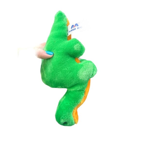 Vintage 1990s A&A Plush Inc. Green & Orange Dinosaur Stuffed Toy - Picture 5 of 5